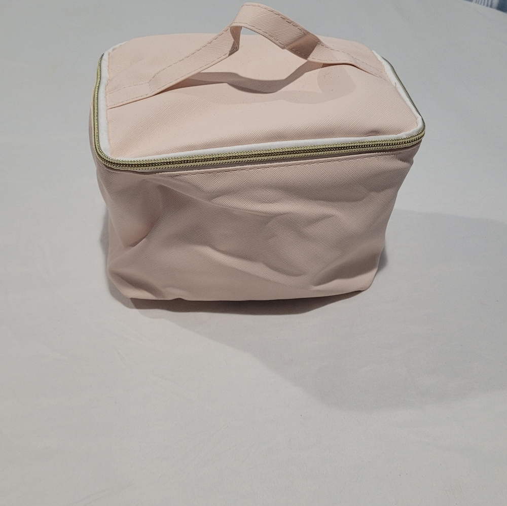 Pink Cosmetic Bag Travel Case Toiletries Carryall Overnight Brush Holder Pocket - Picture 2 of 13